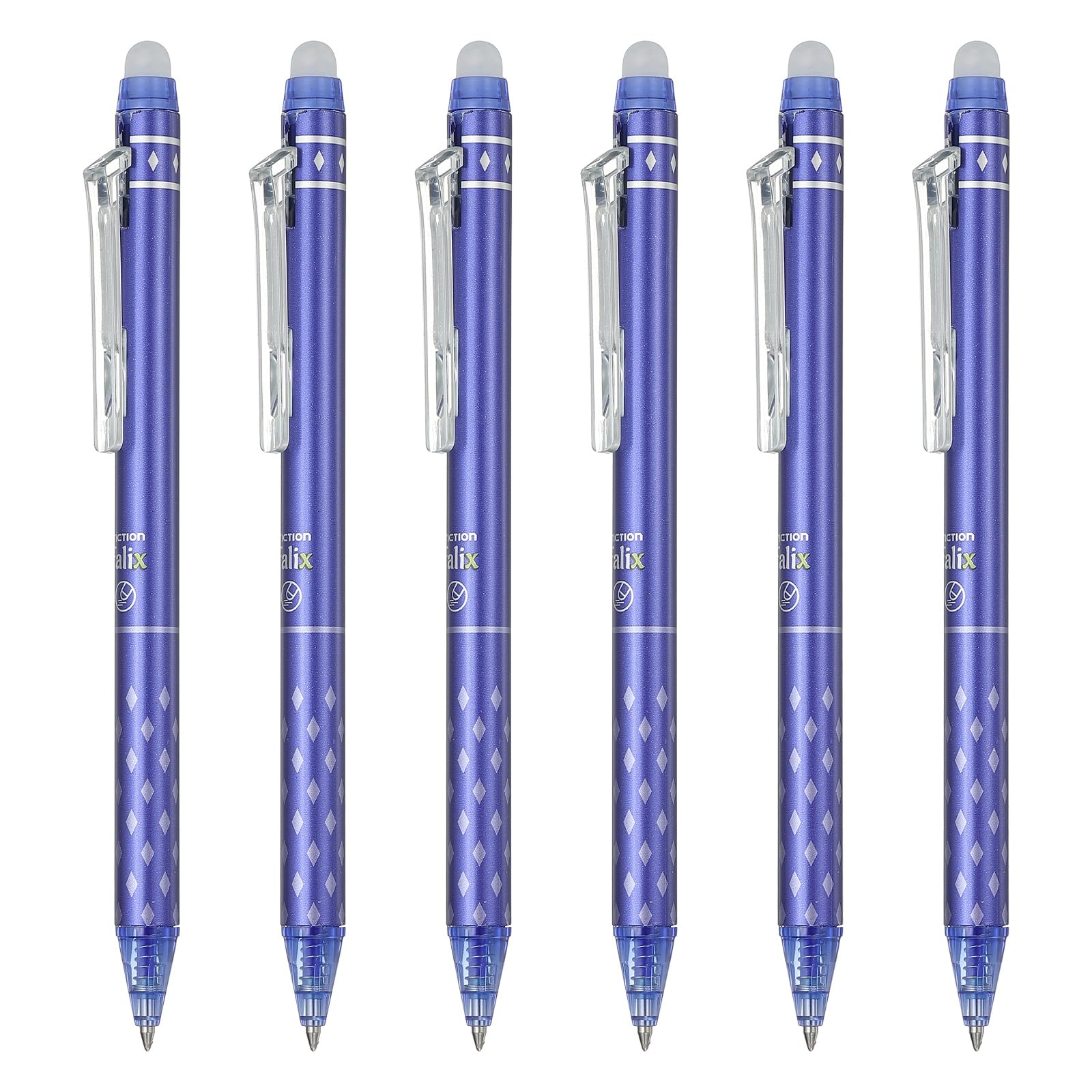 PATIKIL 6Pcs Erasable Gel Pens, 0.5mm Retractable Fine Point Heat Erasable Marking Pen Smooth Writing Fabric Markers for Sewing Drawing Writing Planner, Blue