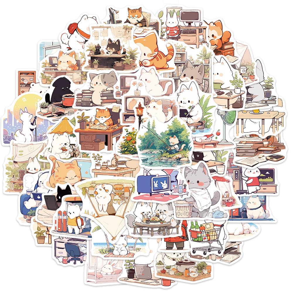 50PCS Cartoon Animals Stickers for Laptop Water Bottle Luggage Snowboard Bicycle Skateboard Decal for Kids Teens Adult Stickers - Image 4