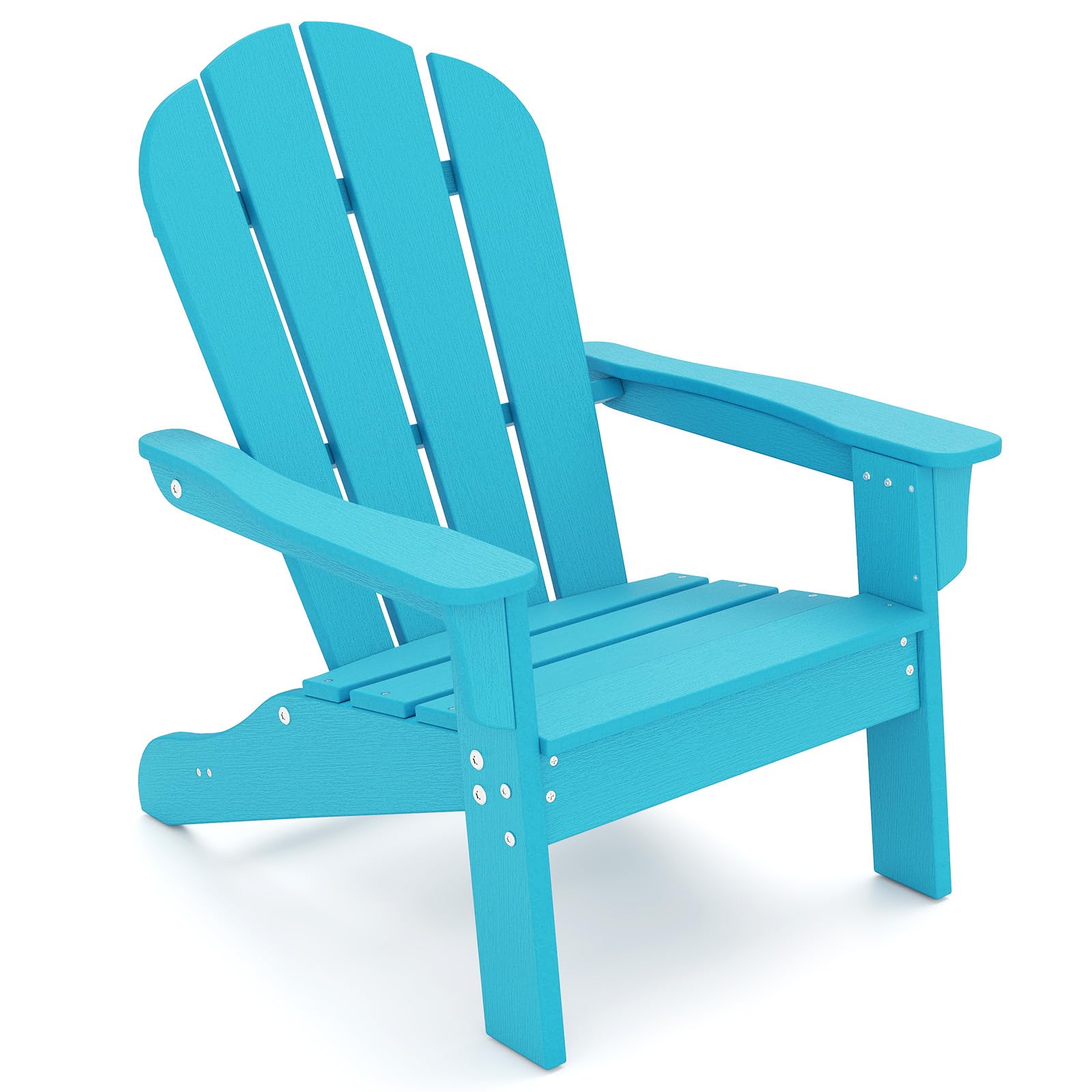 COSTWAY Kids Adirondack Chair, All-Weather HDPE Garden Seat with High Backrest, Arm Rest, Outdoor Children’s Patio Chair for Deck, Backyard, Poolside, Yard (Turquoise)