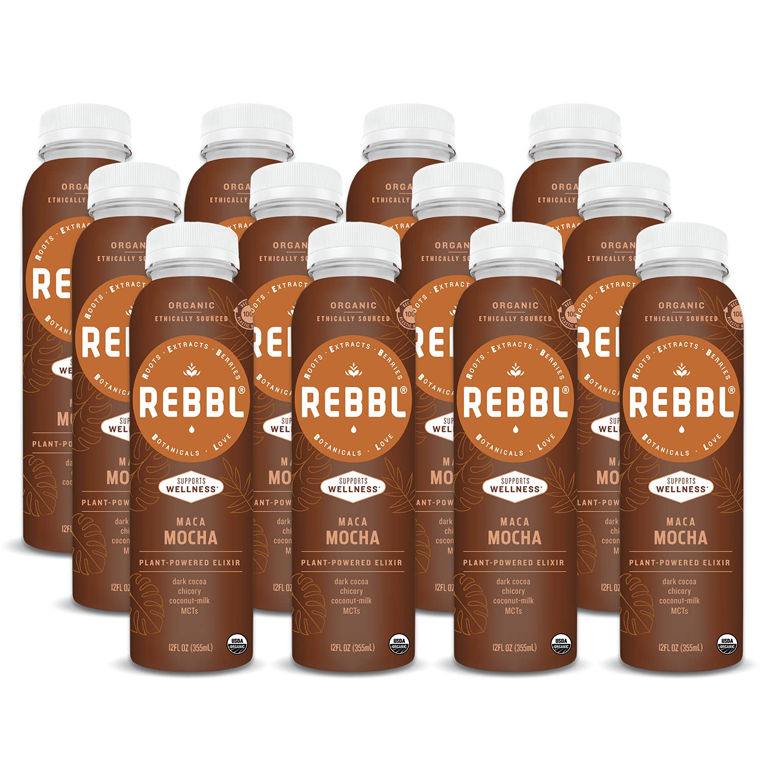 REBBL Plant Powered Elixirs, Maca Mocha, 12 Ounce (Pack of 12)