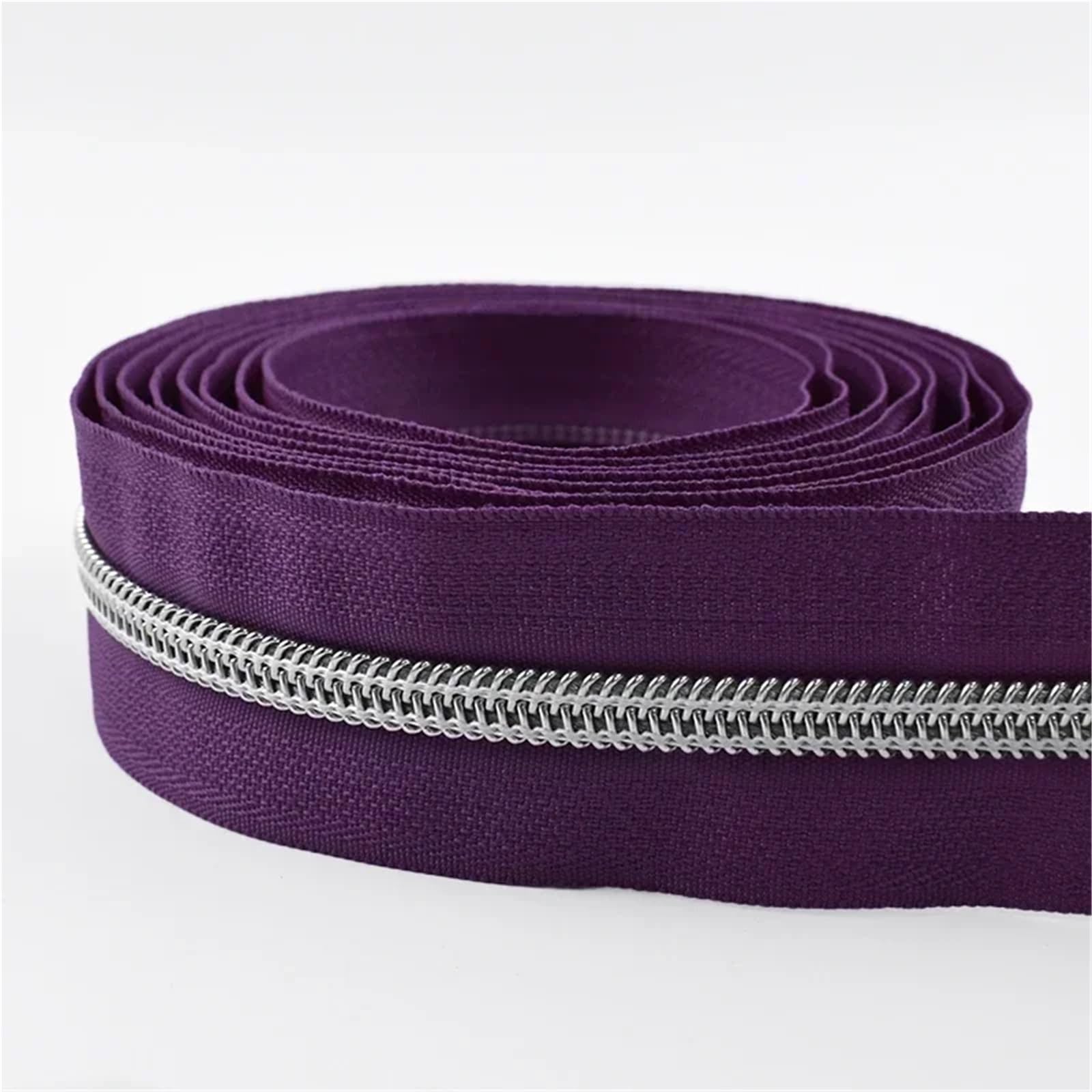 Two Way Zip 2pc Silver 5# Nylon Zipper Tapes 1-5M Zippers Continuous Zip Roll Garment Repair Closure Zips Sewing Accessories for Sewing(38,1Meter)