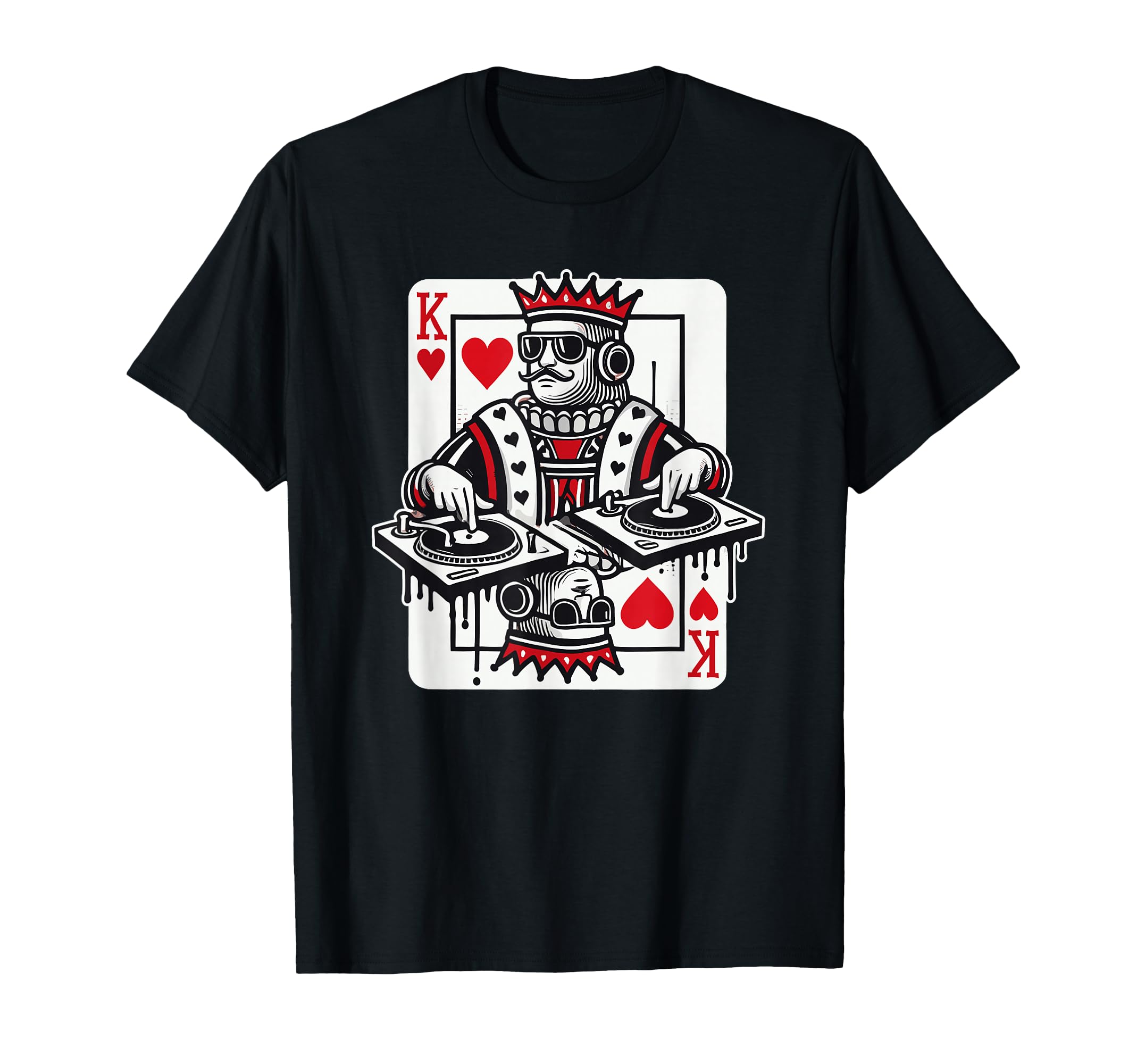 King Card Hearts Clubbing Disco Techno Outfit DJ King Card T-Shirt