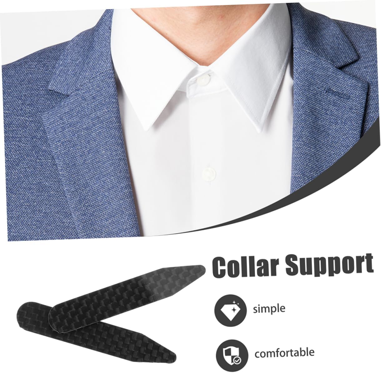 CALLARON 2pairs Collar Stays for Men Carbon Fibre Inserts for Dress Shirts Durable Easy to Use Collar Support for Formal Occasions