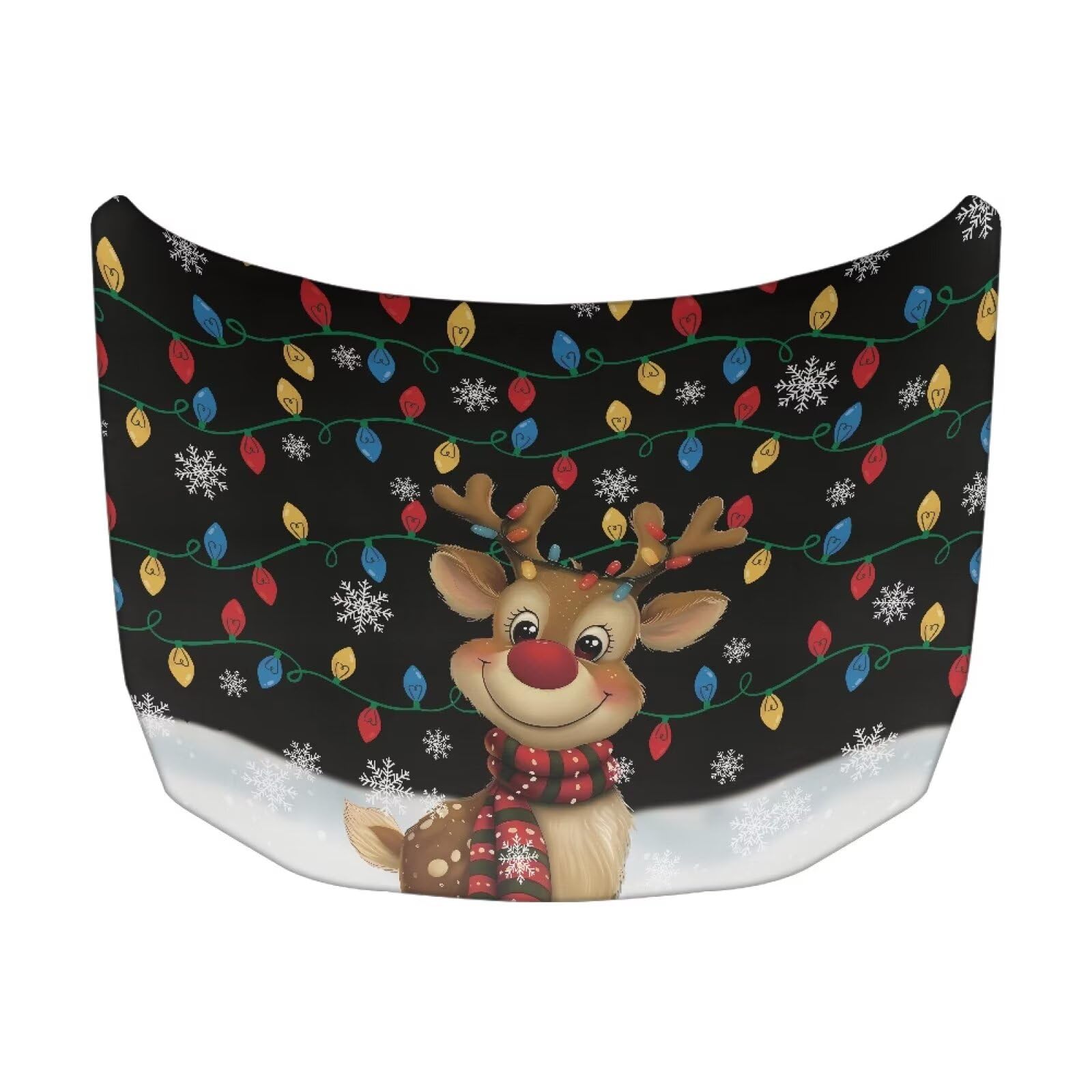 Christmas Deer and Snowflakes Hood Cover Protector for Compact SUV Trucks Sedans, 59×39 Inch Stretchable Car Hood Flag, Universal Snowproof Auto Christmas Decorations