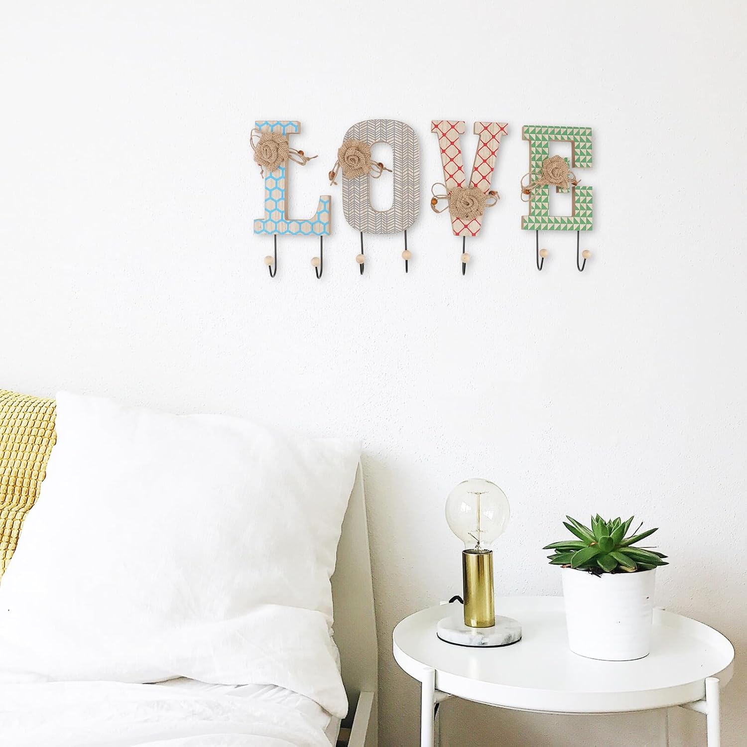 Creative 4pcs Letter Wall Hooks Set, Multi-Purpose Household Organizer Tool for Coat Clothes Hanging, Vintage Style Decorative Hooks for Entryway and Bedroom