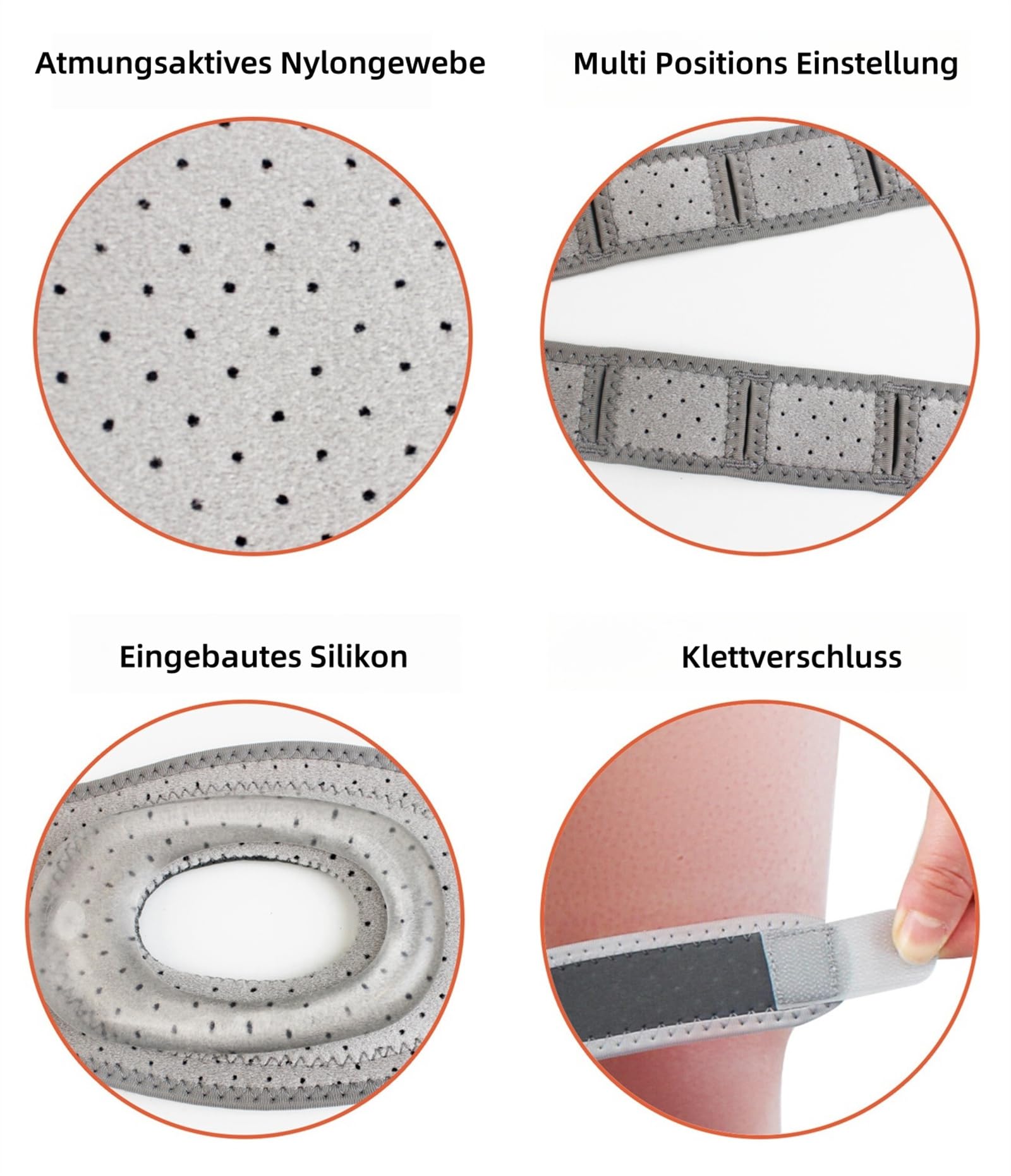 EcoPatch Genouillère anti-douleur，de Soutien Ajustable Attelle de Genou Respirante et Confortable pour Sport Course Tennis et Usage Quotidien (Noir, 2pcs)