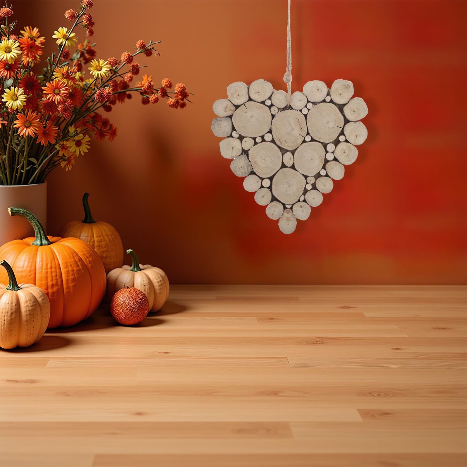 TOYANDONA Adorno Colgante de Madera Maciza en Forma de Corazón 20 CM para Decoración Rústica de San Valentín Obsequio Romántico para Mesa Pared y Fiesta de Compromiso