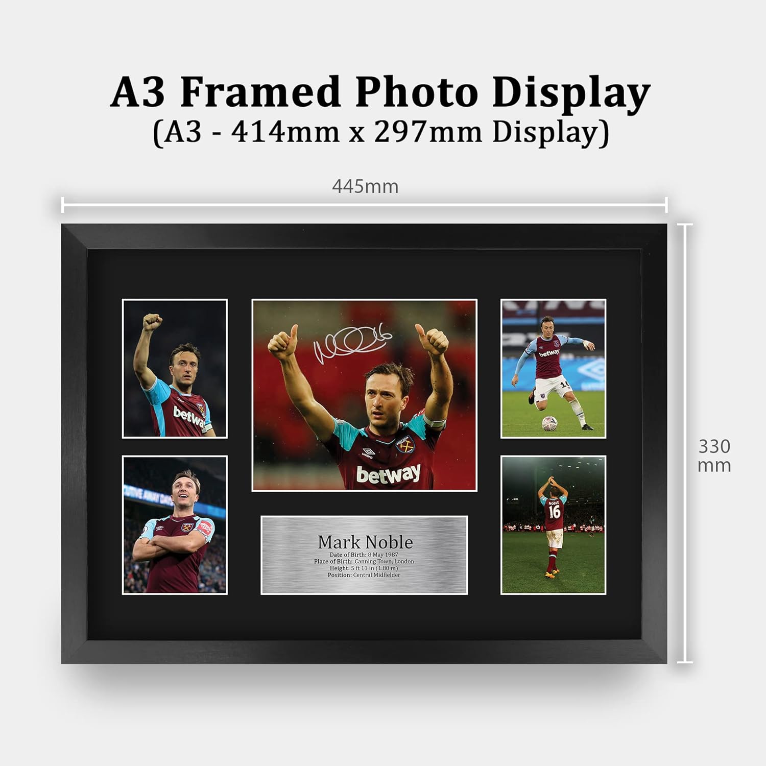 HWC Trading Mark Noble West Ham United 16 x 12 inch (A3) Printed Gifts Signed Autograph Picture for Football Fans and Supporters - 16" x 12" Framed