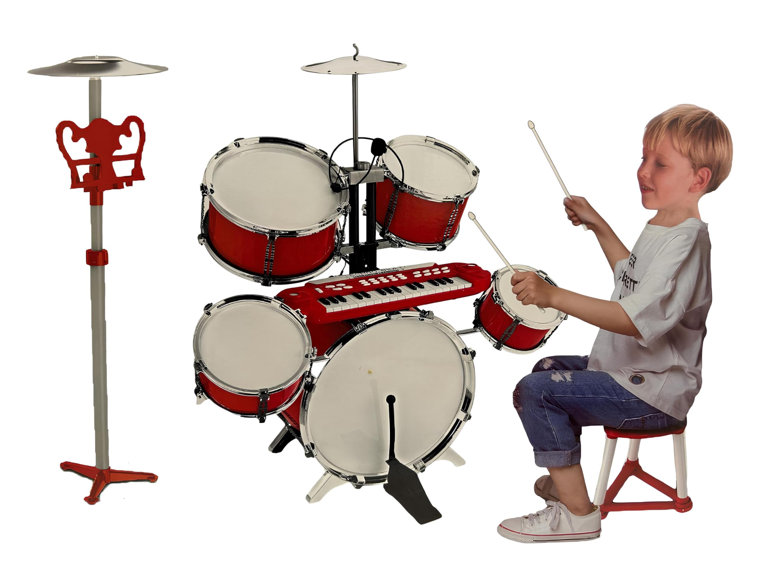 Microfono Regolabile Con Supporto Per Bambini Con Supporto Regolabile E Luci LED - Giocattolo Musicale Con Effetti Sonori Microfono Karaoke - Foto 3