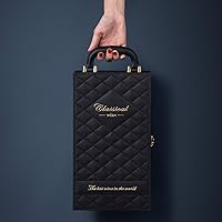 Vista 4 de Caja de vino, 2 botellas de cuero sintético con asa superior para vino con 4 accesorios