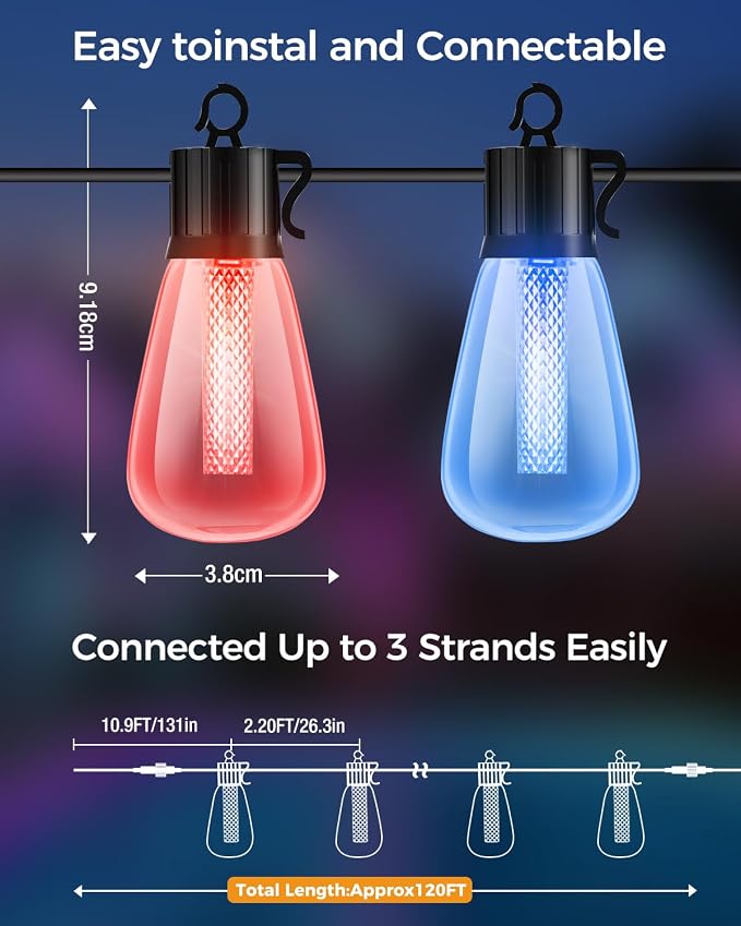 litogo 120FT Lámparas LED RGB impermeables exteriores miniatura 6