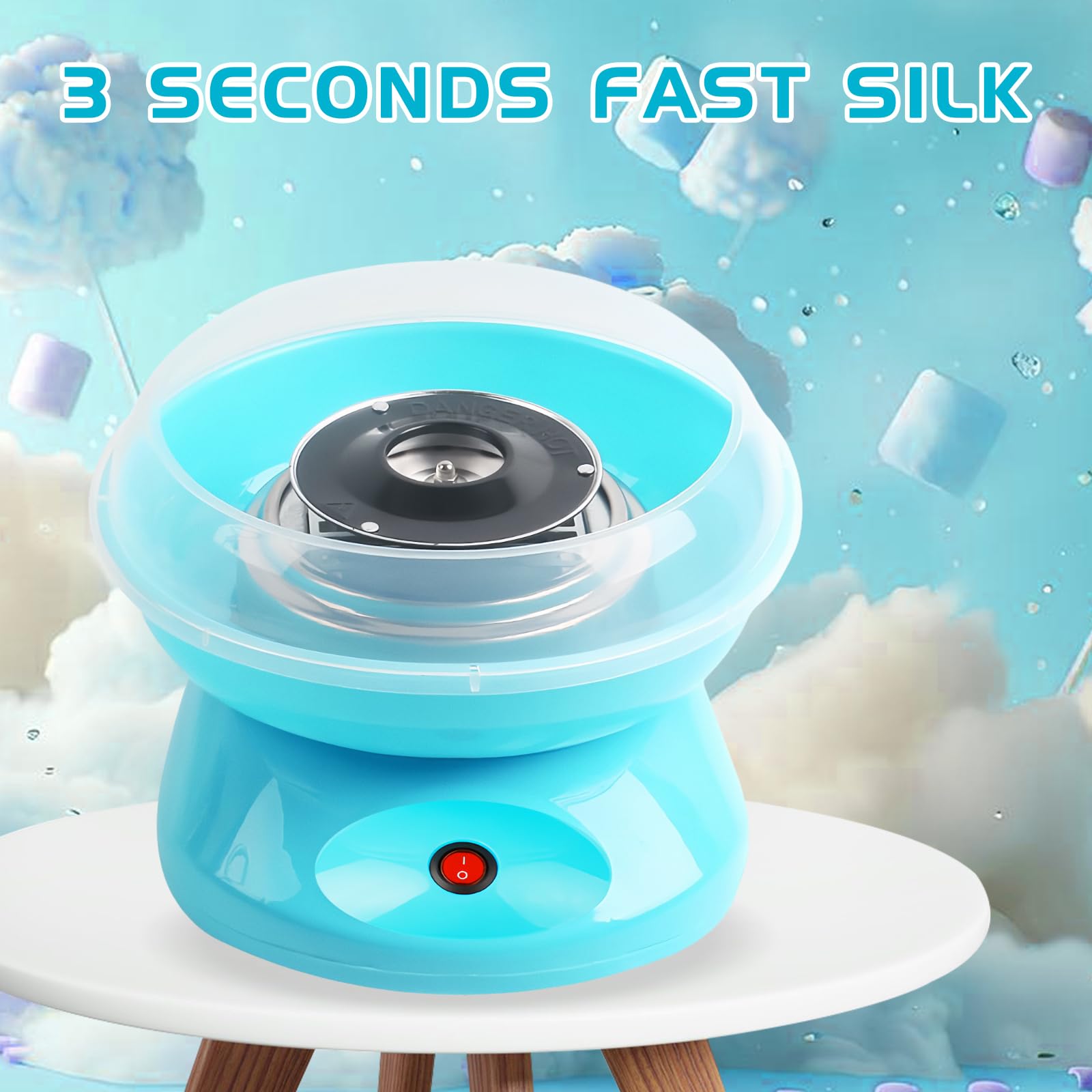 Maszyna do waty cukrowej, Retro Cotton Candy Machine 450 W, maszyna do waty cukrowej, maszyna do waty cukrowej, do domu, z miarką, pałeczki cukierków z tworzywa sztucznego, dziesięć patyczków