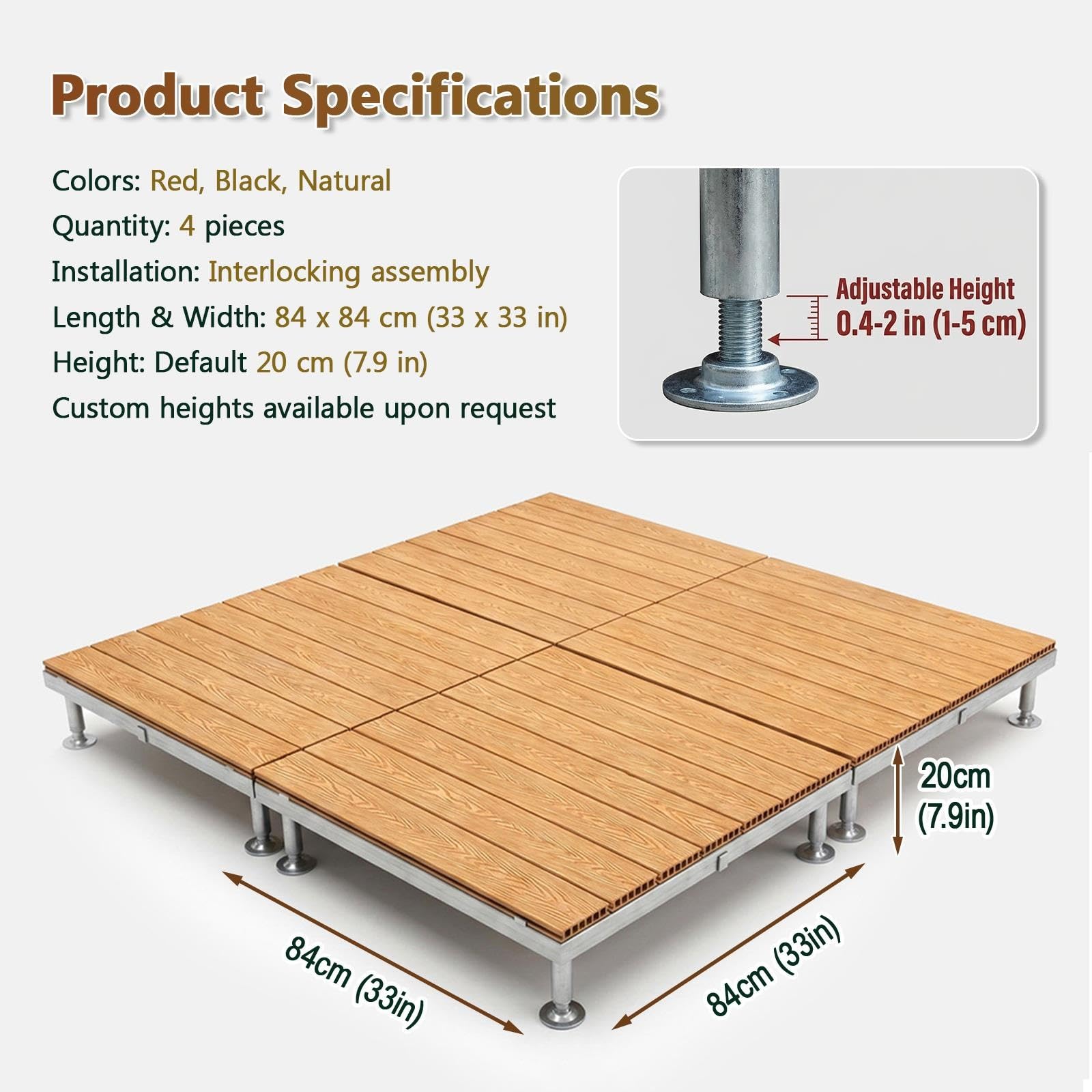 4 PCS Composite Pre Built Deck Platform, Kit Terrazzo Modulare WPC