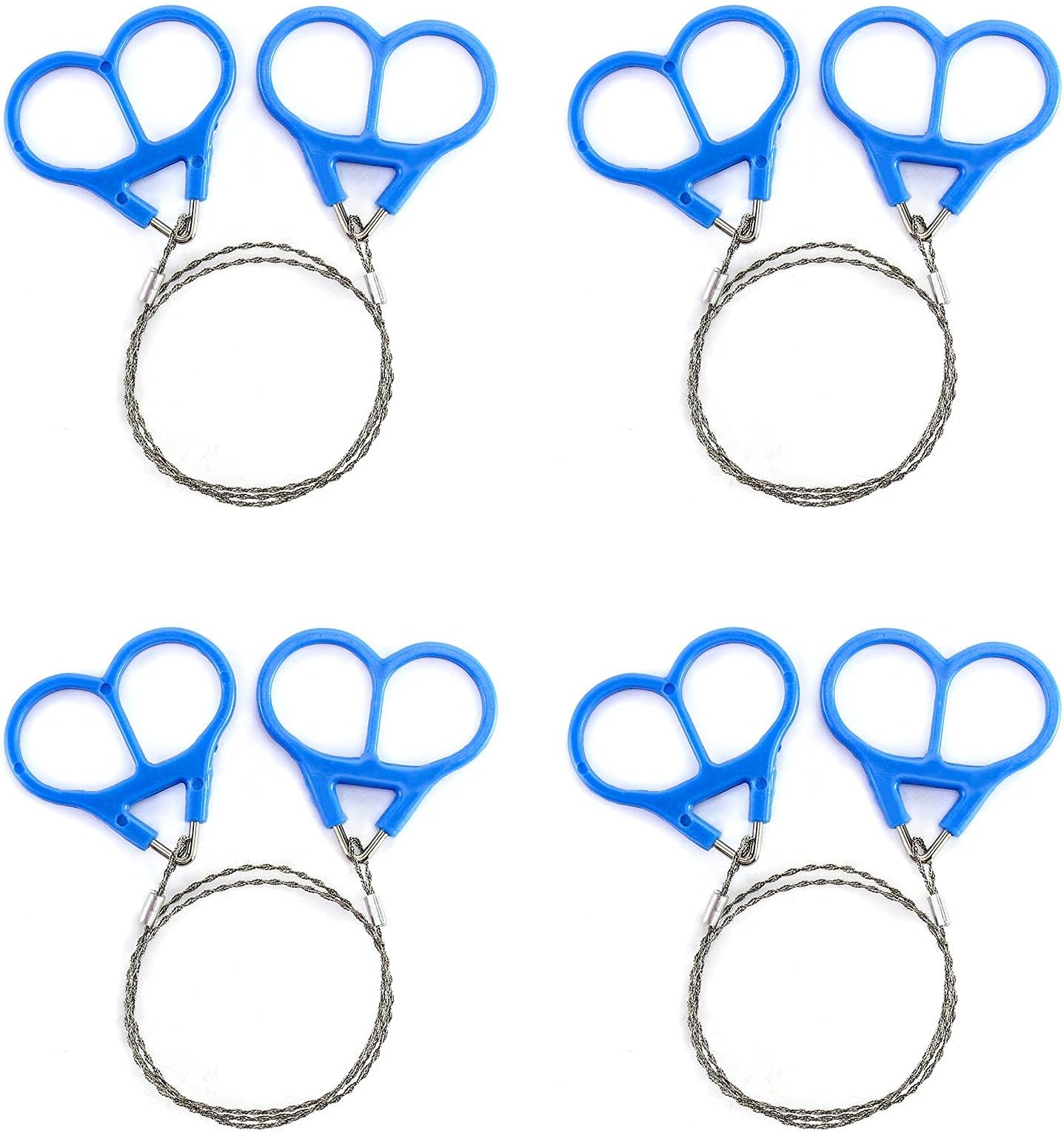 Wire Saw, 4 Pack 20" Stainless Steel Serrated Cutting Cable, Emergency Chainsaw Survival Kit Outdoor Tools for Trees Cutting, Backpacking Gear, Camping, Hunting, Hiking