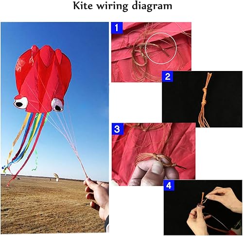 Miniatura 4 de Kite Mollusc Pultopus Kite Paquete de 2 piezas de cola larga colorida fácil de volar cometas para niños de 4 a 8 años y cometas para adultos con 2