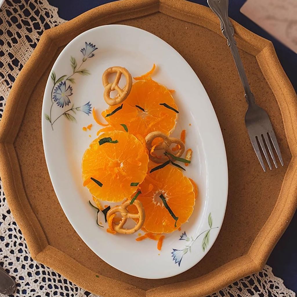 Platos Para La Cena Plato De Cena De Cerámica Pintado A Mano, Plato De Pescado Ovalado De Porcelana De Hueso For El Hogar, Plato De Desayuno, Plato De Cena Occidental Juego De Vajilla