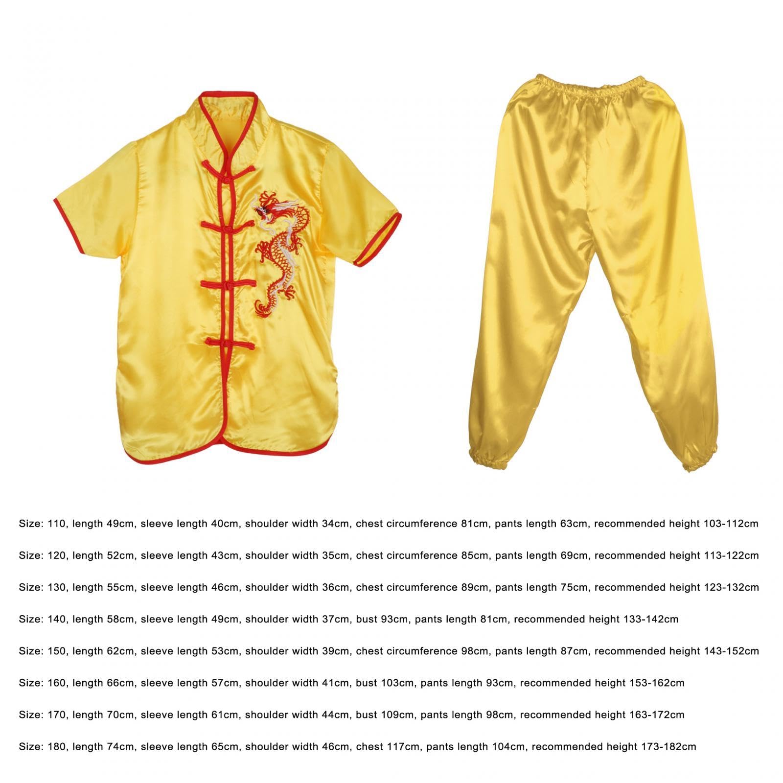 Costume Tradizionale Cinese Wushu - Set Completo Per Bambini E Adulti (Giallo) - Foto 8