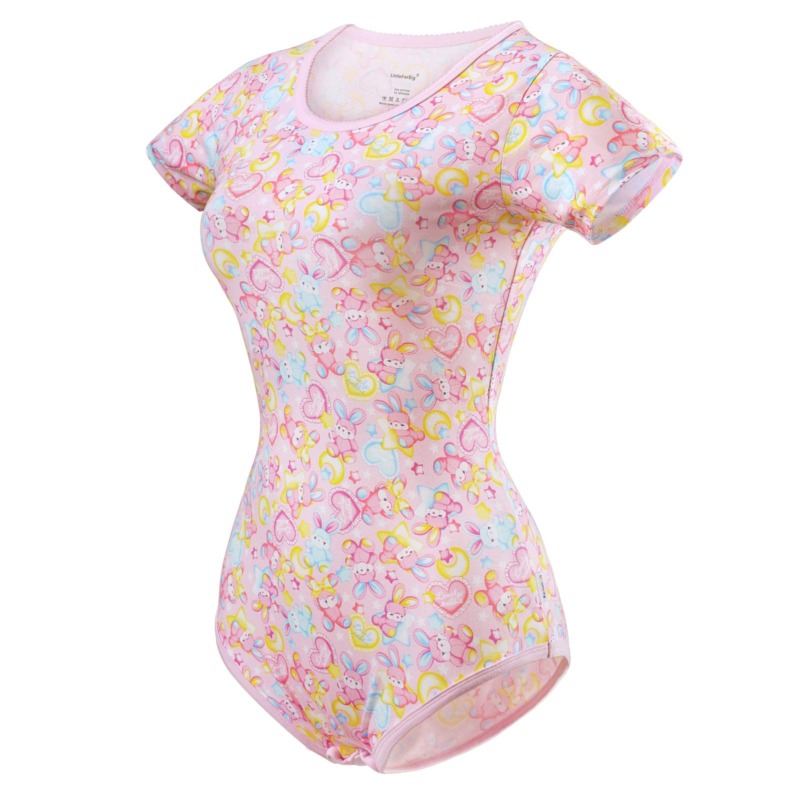 LittleForBig Bawełniany śpioszki Onesie Piżama Bodysuit-Bunny na dobranoc Różowy Onesie