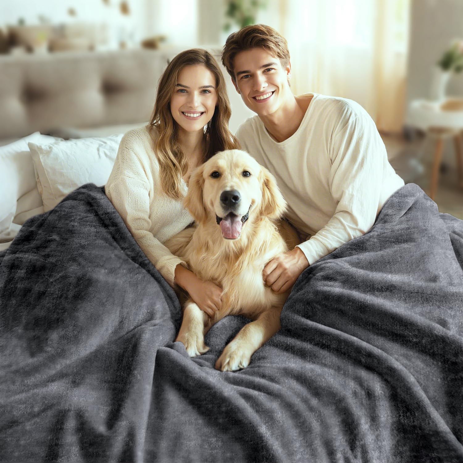JYK Coperta in flanella in stile visone coreano queen, 1,6 kg, 1 strato, extra morbida, leggera, traspirante, soffice, soffice e accogliente coperta per divano, letto e campeggio, 201 x 231 cm, grigio