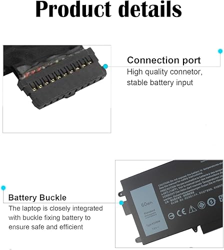 Miniatura 4 de K5XWW - Batería para laptop compatible con Dell Latitude 13 7389 7390 P29S001 P29S002 Latitude 12 5000 5289 2 en 1 L3180 E5289 Series 451-BBZC 6CYH6