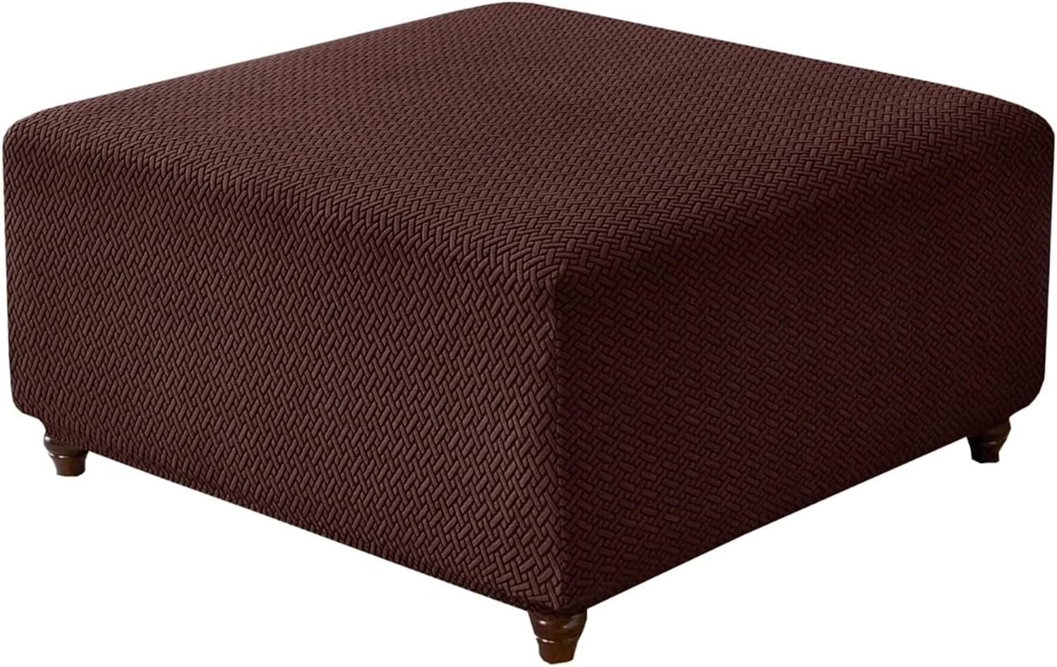 Stretch Ottoman Cover T-Shape Jacquard Square Stool Cover Ottoman Elastic Sofa Footrest Slipcovers for Living Room Office Home Decor(Color,L)