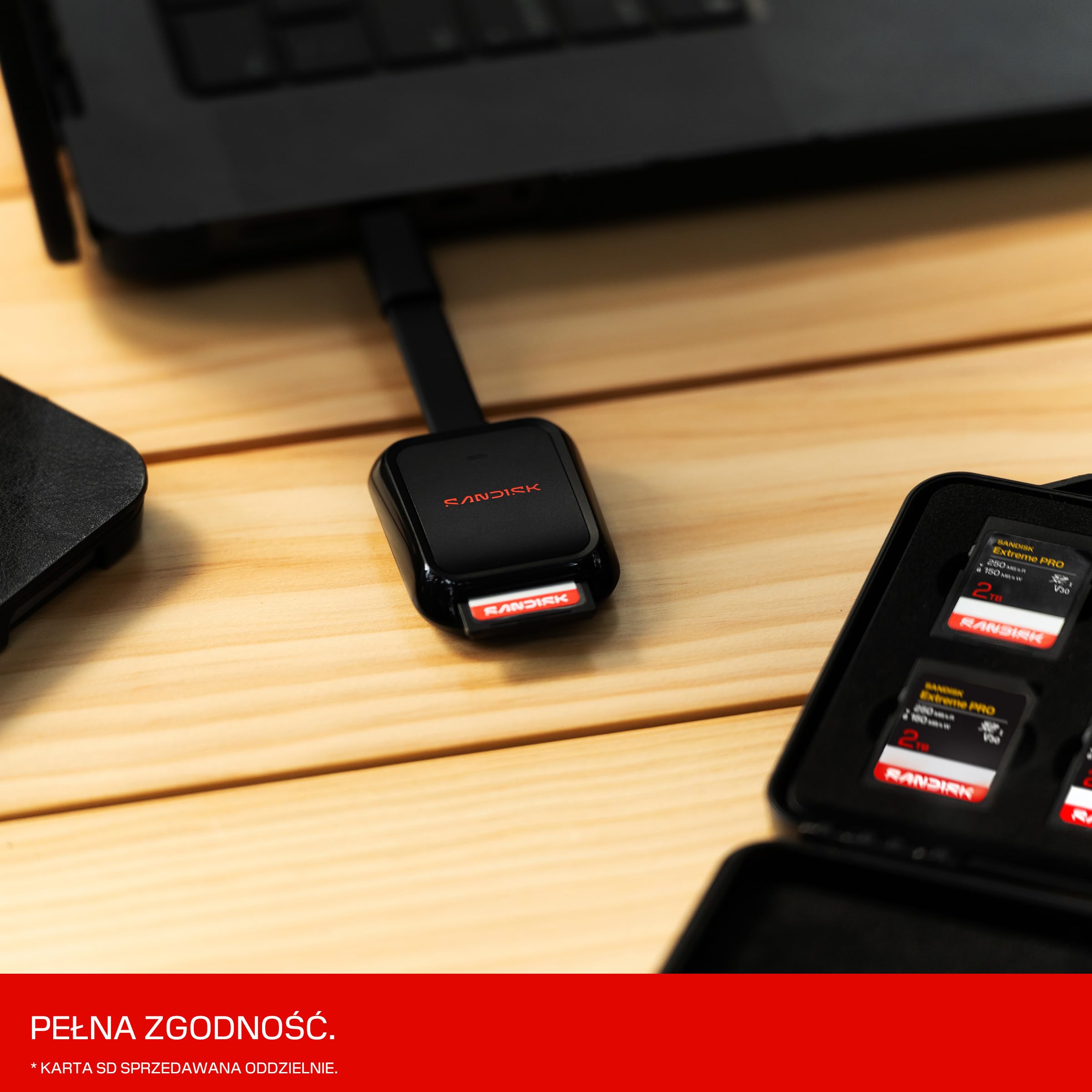SANDISK QuickFlow Karta SD z czytnikiem USB-C z możliwością zapisu, USB 3.2 Gen 1, kompatybilna z wieloma kartami SD UHS-I i UHS-II
