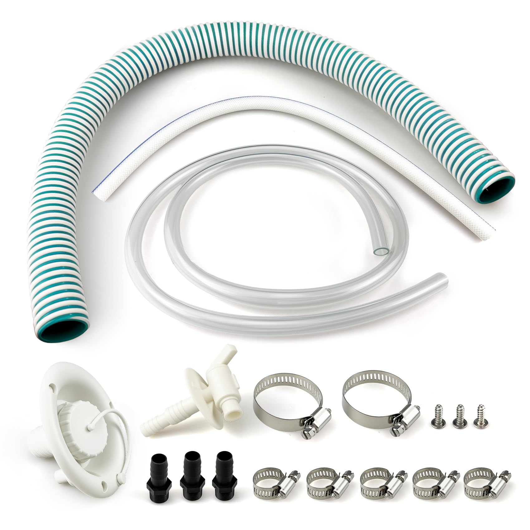 Photo 1 of 1.25" Fresh Water Tank Hose Connection Kit for RV, Camper Water Hose Kit for Travel Trailer Concession Vehicle, All Purpose Fresh Water Tank Hose Connection Accessory Kit for RV, Trailer, Camper