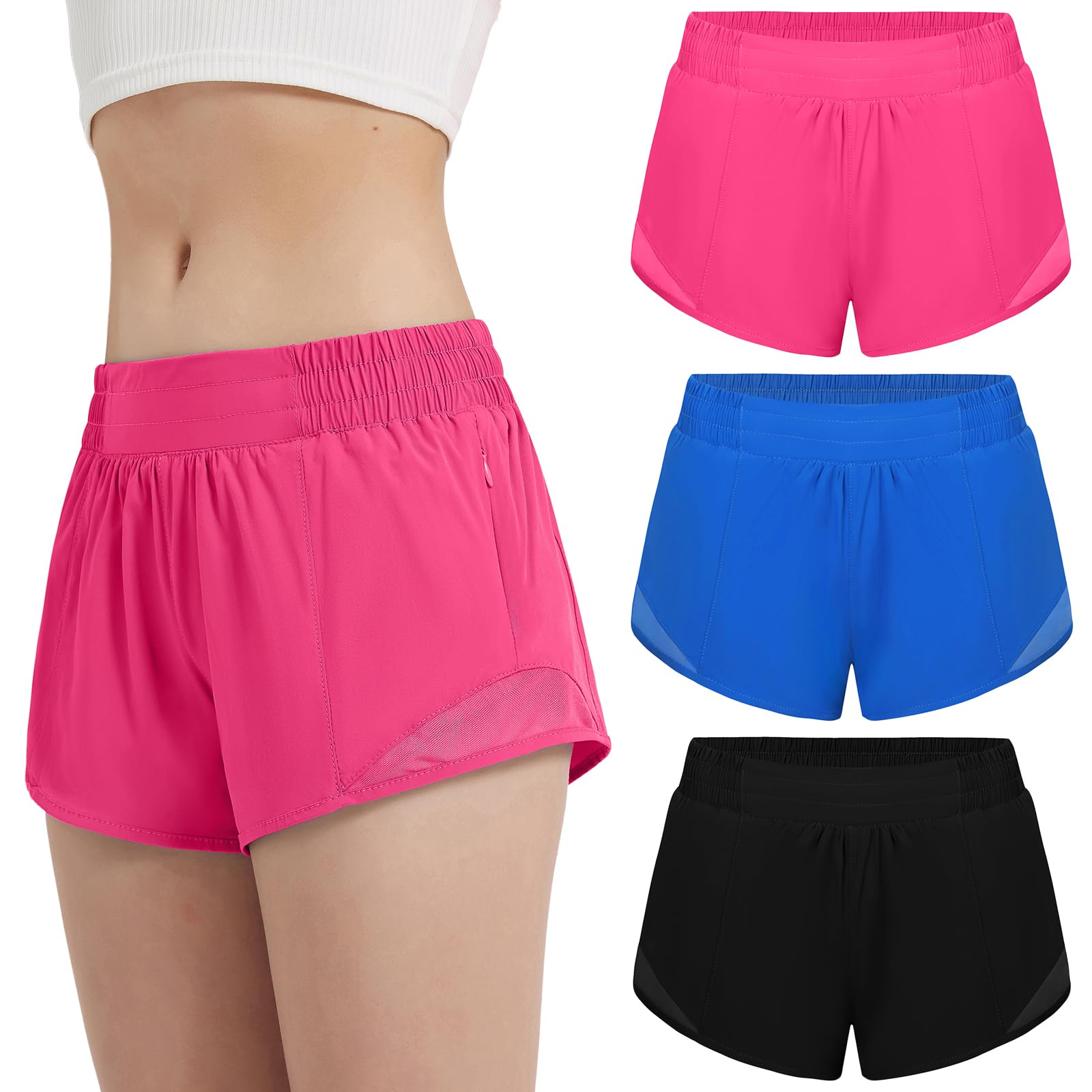 EXARUS Pantalones cortos deportivos para niñas de 6 a 12 años de 6,35 cm y 10,16 cm