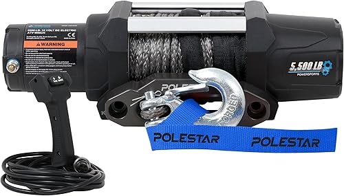 POLESTAR Cuerda sintética de cabrestante eléctrico de 12 V CC 13,000 lb de diámetro de 38 pulgadas de diámetro, para SUV remolque todoterreno,