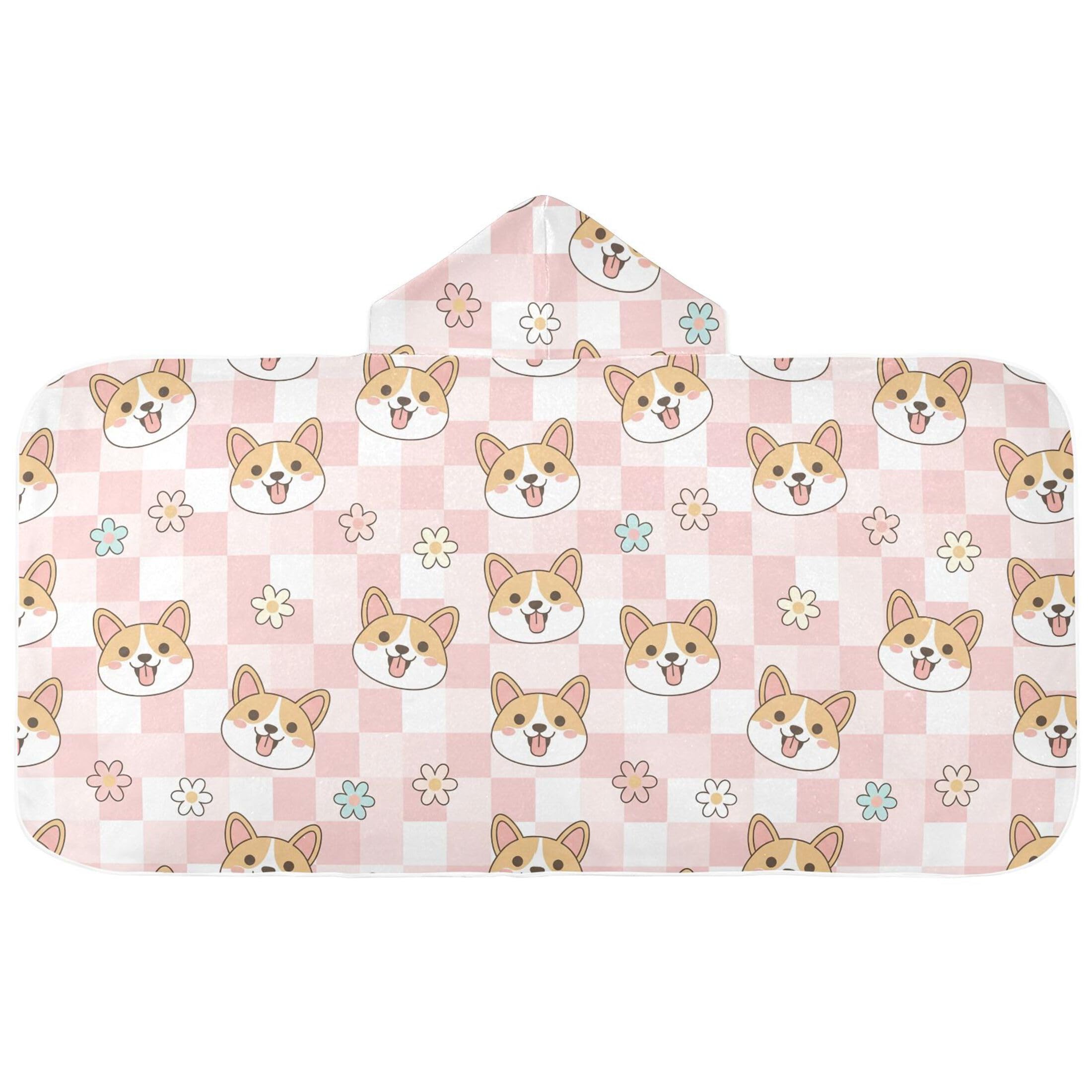 Fuauuyl Dog in Plaid Hooded Baby Bath Towel Soft & Breathable Towel for Newborns Infants Toddlers, Nursery Essential