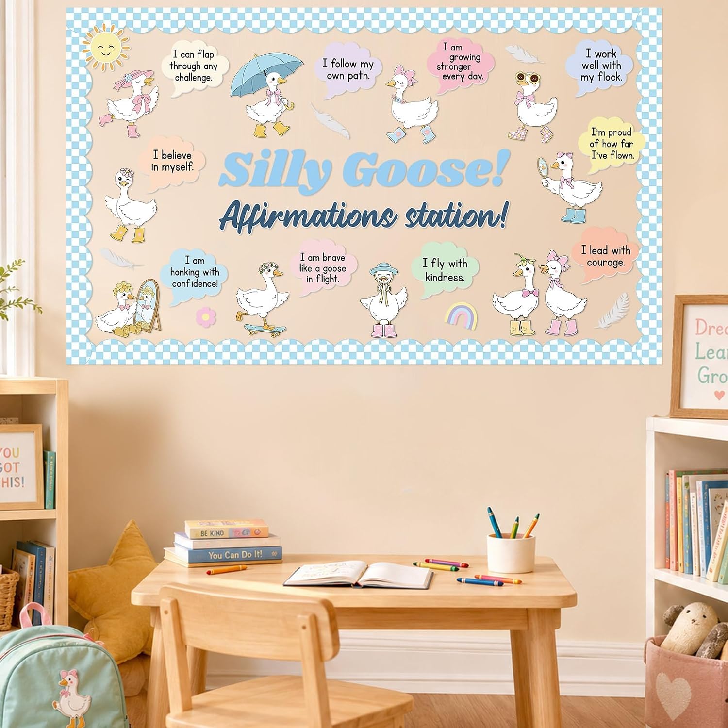 Silly Goose Bulletin Board Set Back to School Classroom Decorations Motivational Affirmation Station Bulletin Board Growth Mindset Positive Paper Cutouts for Home Chalkboard Door Wall Decor image 4