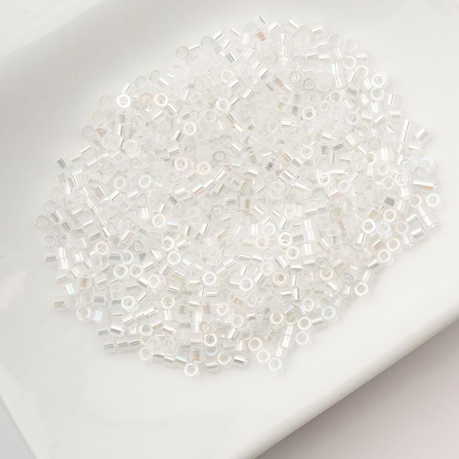John Bead 25g Cylin Beads Crystal AB 11/0 Glass Cylindrical Seed Beads for Jewelry Bracelets Necklaces Earrings Making Embroidery