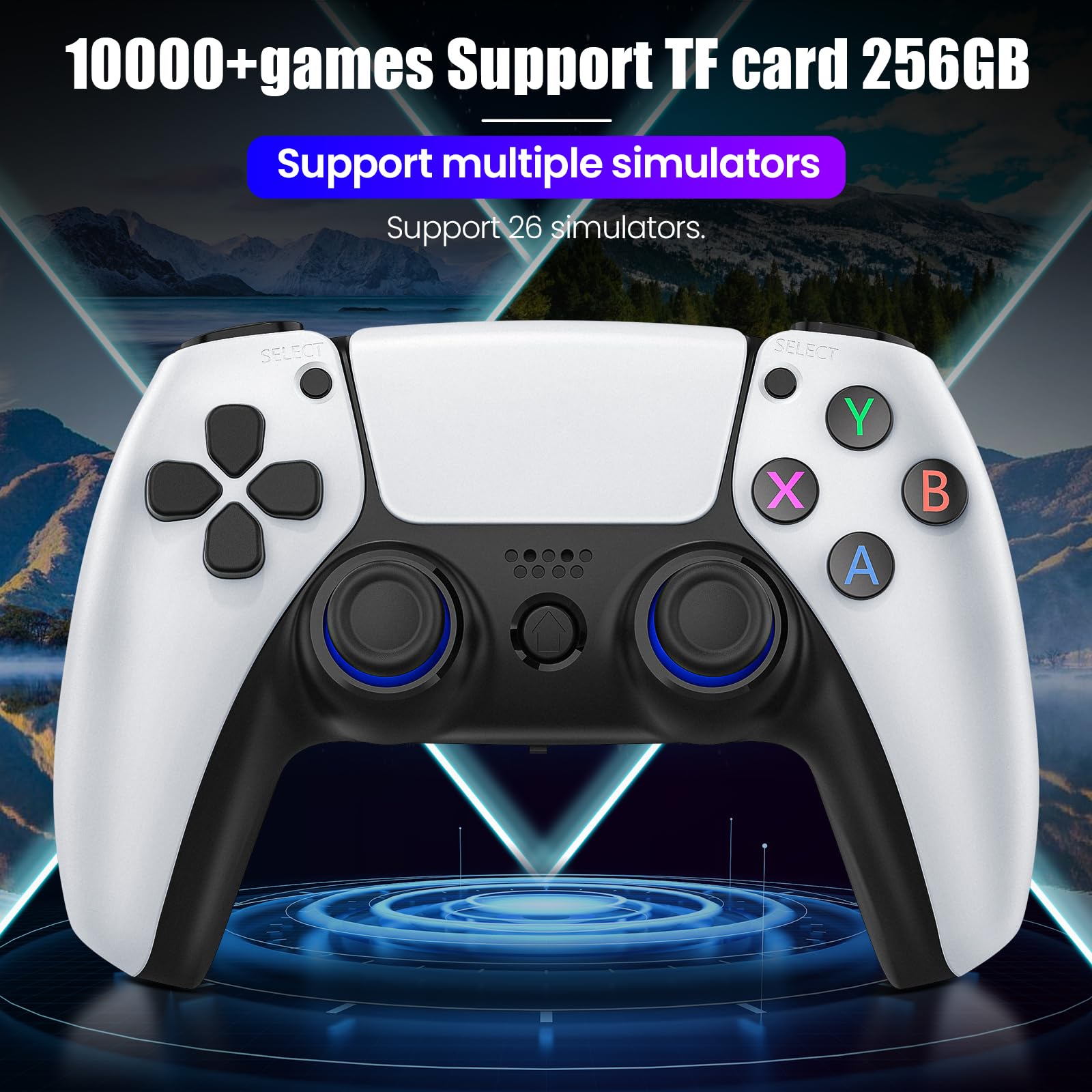 Kabellose Retro Spielkonsole 64GB - 20.000+ Spiele, 9 Emulatoren, 2 Wireless Controller, HDMI