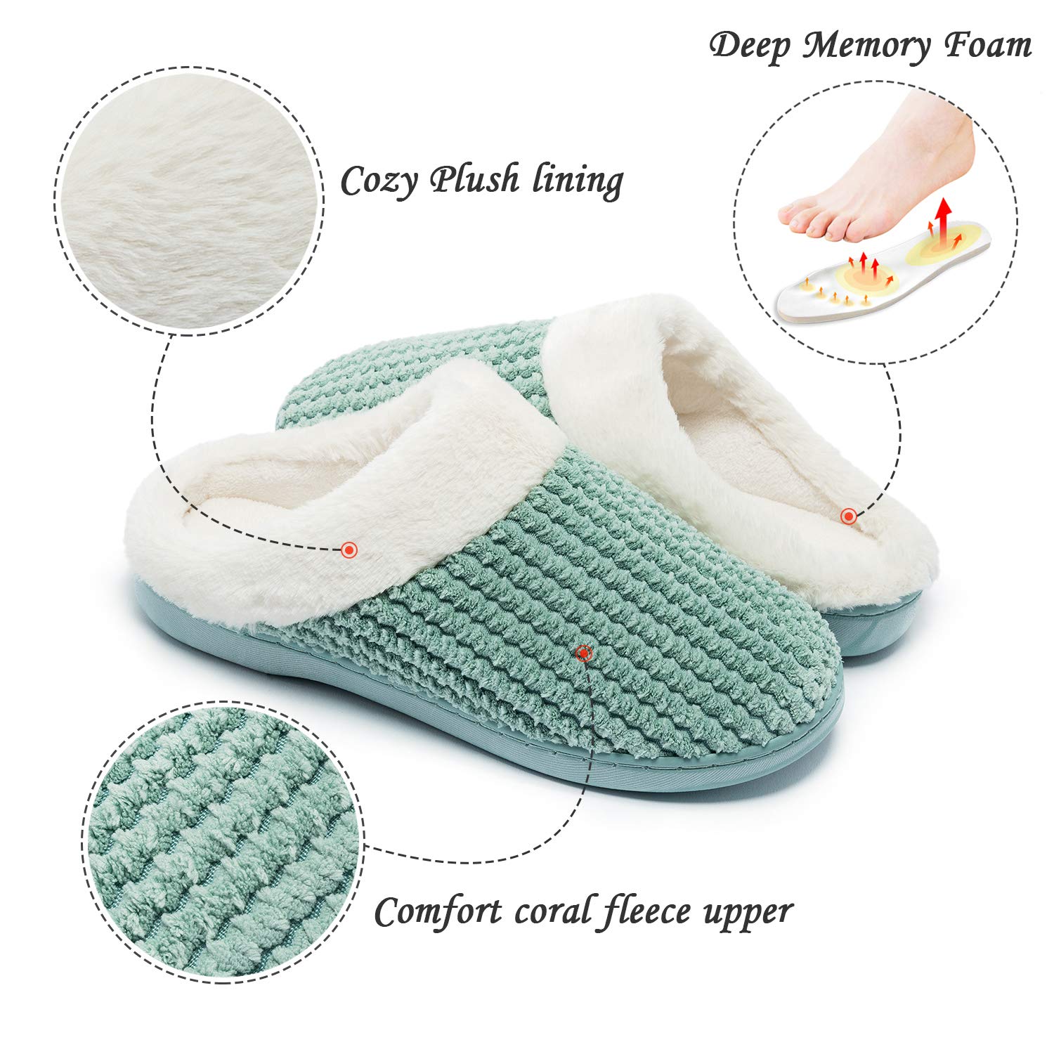 Kuako Inverno Pantofole Donna Peluche Ciabatte Caldo Comode Scarpe da Casa Antiscivolo Memoria Schiuma Pantofole Interno Esterno