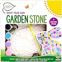 Vista 45 de Creative Roots Tortuga, Erizo y Sol de Mosaico - Pack de 3 Piedras de Paso de Cerámica de 7 Pulgadas & 6 Pinturas Vibrantes, Piedras de Paso DIY