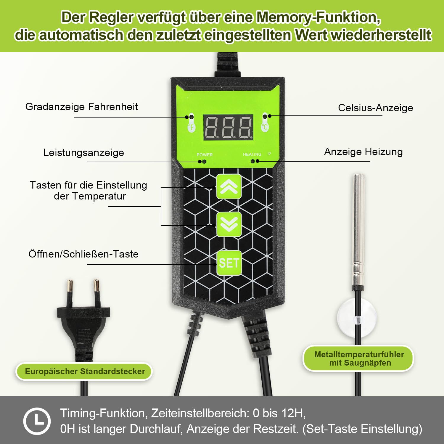 Heizmatte Pflanzen mit Thermostat, 27W Heizkissen, IP67 Wasserdicht, Wärmematte mit Timing-Funktion, Zimmergewächshaus Wärmematte für Reptil, Sämling Germination(1er Set, 55x27cm)