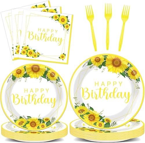 Miniatura 253 de 96 piezas de suministros de fiesta de cumpleaños florales de cumpleaños, platos de papel, servilletas, flores de oro rosa, decoraciones de fiesta