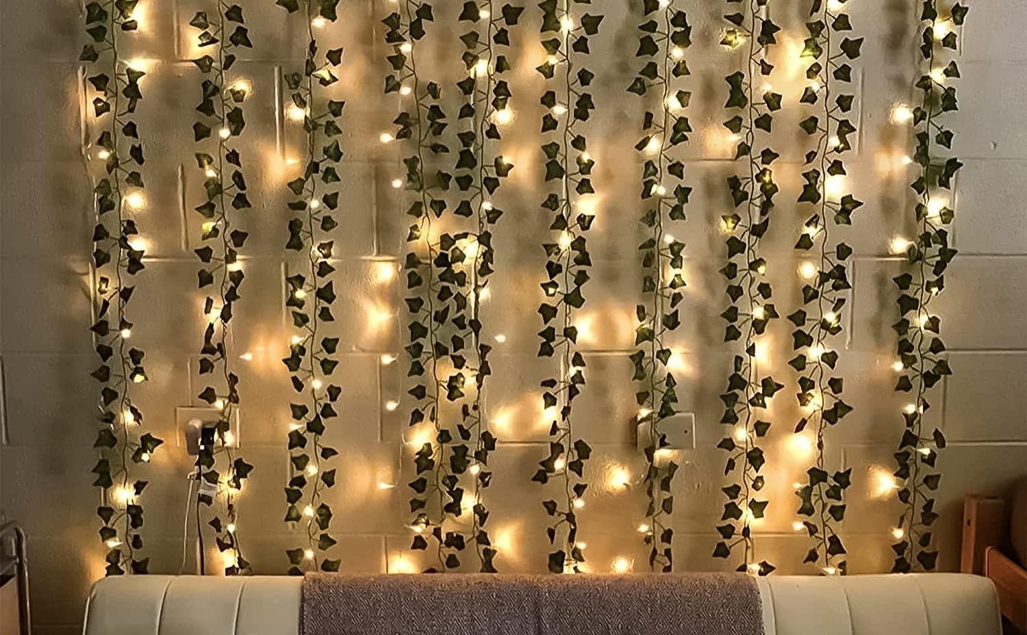 SpecialYou Aesthetic Room Decoration Items with Artificial Green Vines & Fairy LED Light, Wall Decor Items for Living Room, Balcony Decor, Bedroom Decor Backdrop for Photo- 7pcs 3