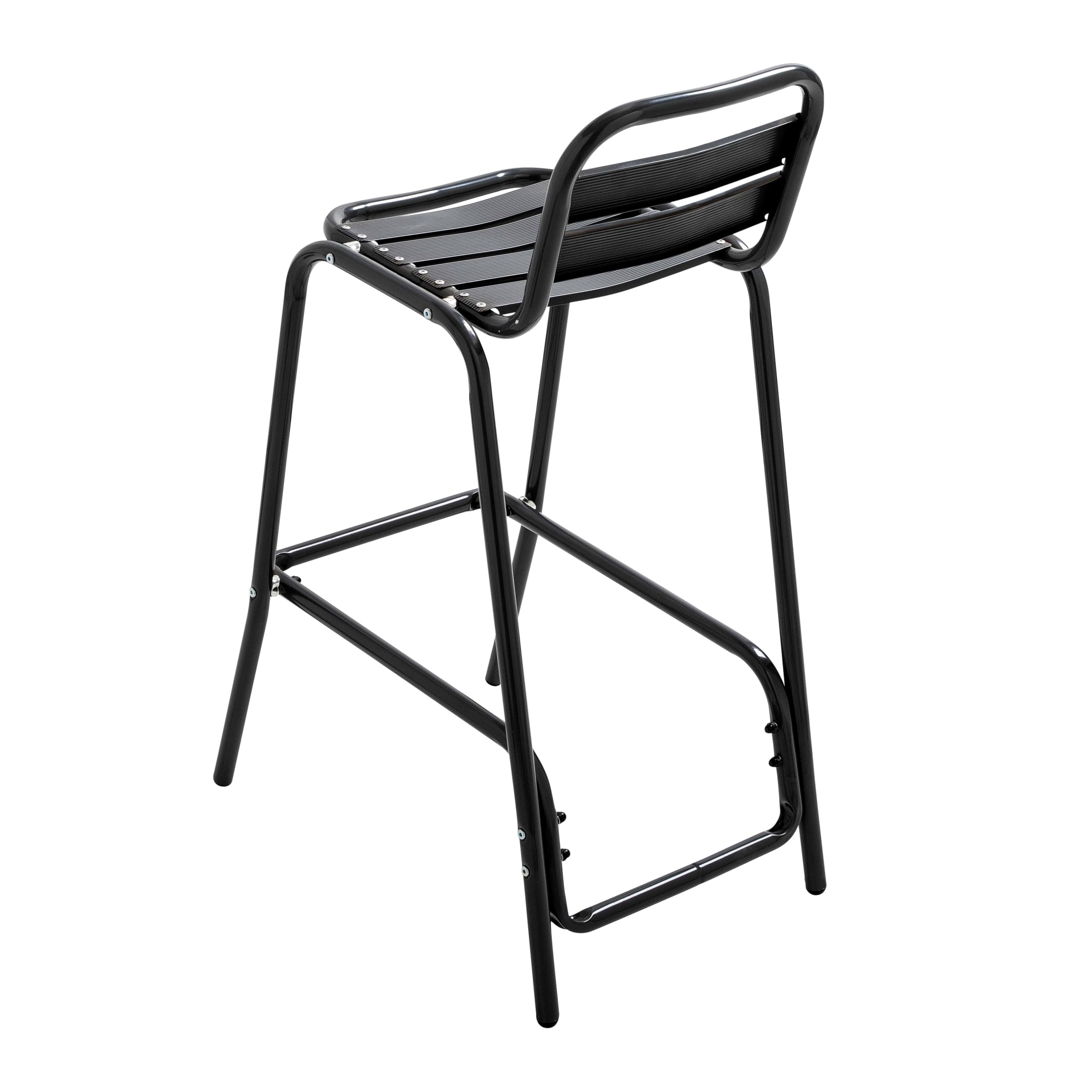 Oviala Tabouret Haut en Aluminium anodisé Noir