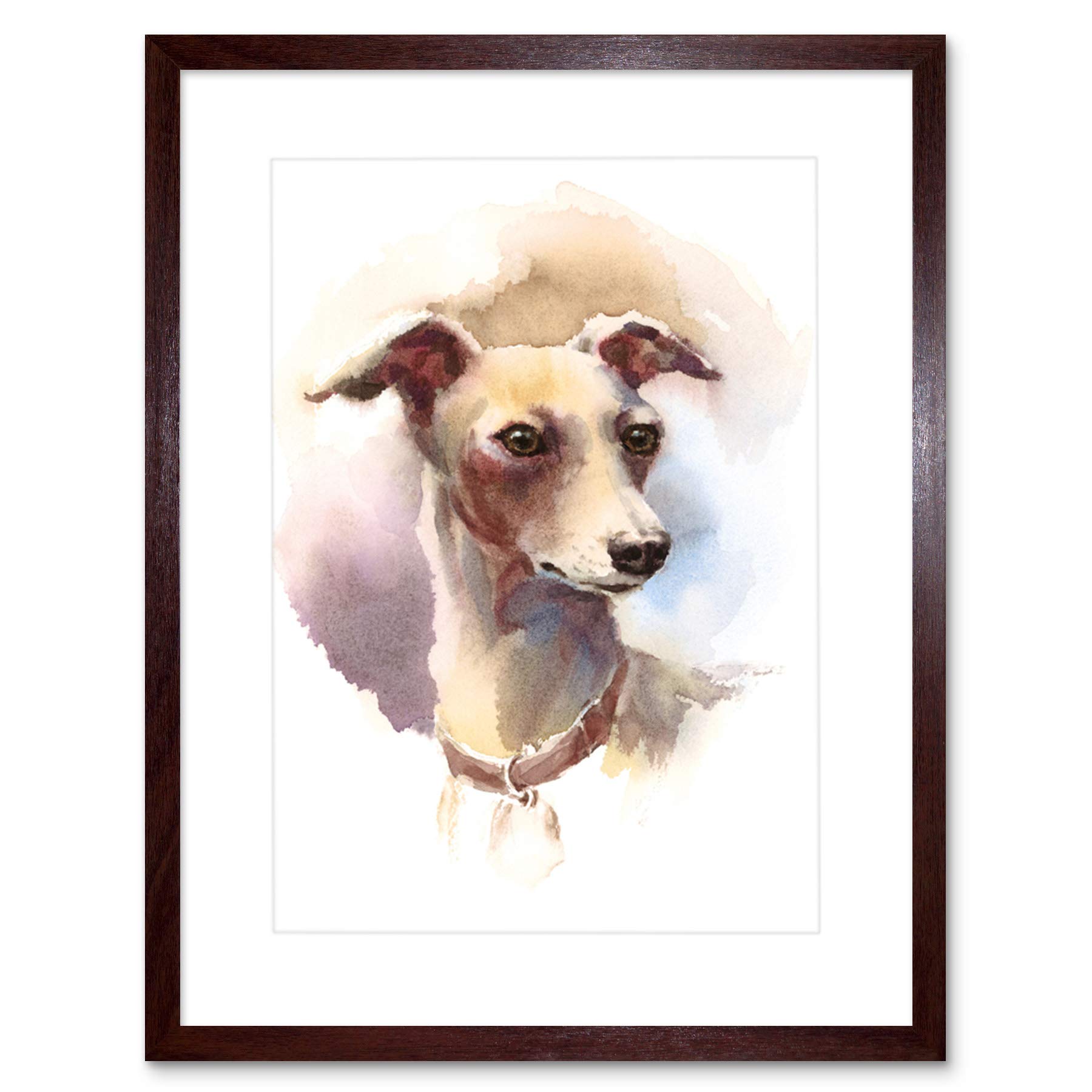 Dog Italian Greyhound Watercolour Art Print Framed Poster Wall Decor 12x16 inch