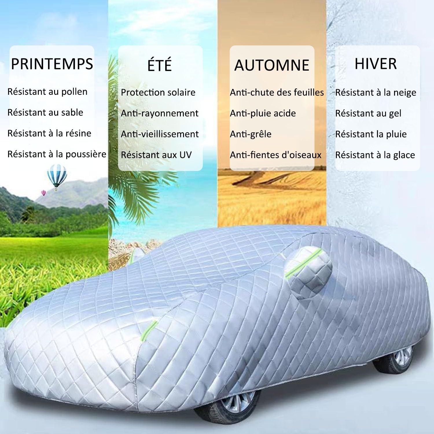 Anti-grêle Bache Voiture Exterieur pour Kia Sportage 2010-2025 Bache Voitures Coton épais,Argenté Housse De Protection Voiture Exterieur Anti Neige Soleil pour la Plupart des Voitures,Berlines et SUV