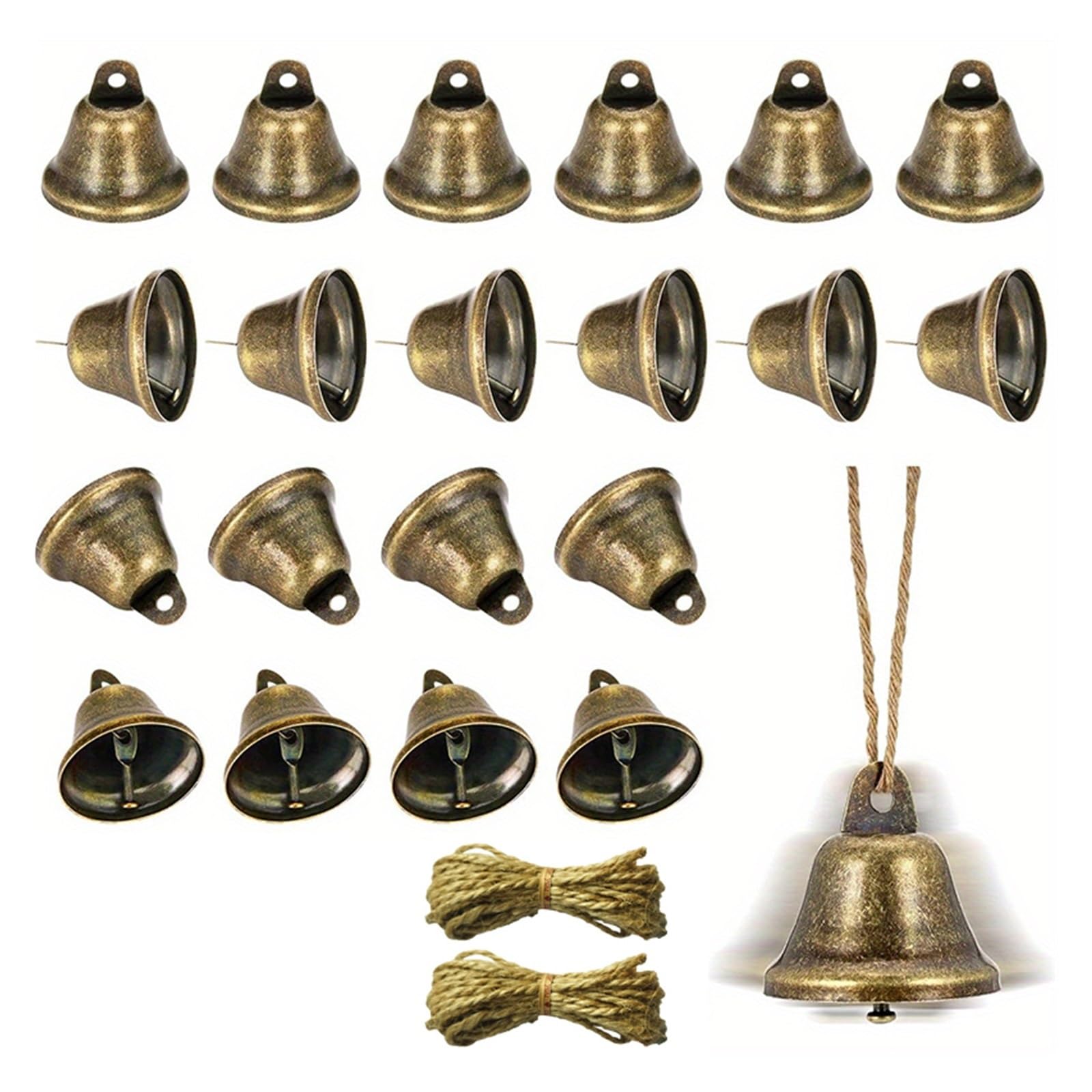 Vintage Christmas Bells 60Pcs Vintage Brass Jingle Bells 38mm Small DIY Crafts Kits Housebreaking Wedding Christmas Decor for DIY, Decorations, Weddings, Wind Chimes