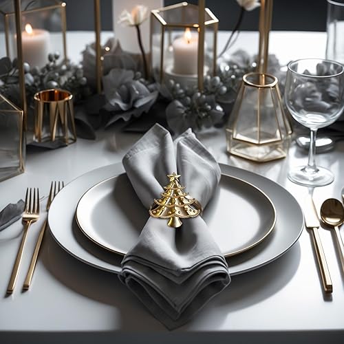 Miniatura 10 de Decozen Juego de 4 servilleteros dorados con diseño de perlas, festivo, decoración de mesa para vacaciones, bodas, cumpleaños, cocina, decoración