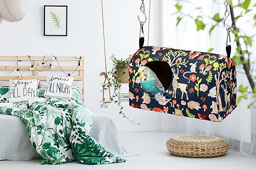 Miniatura 5 de ShuRung - Cama de nido de pájaros, cama cálida para colgar en invierno, hamaca colgante para pájaros, cama para dormir, loro, cama de escondite,