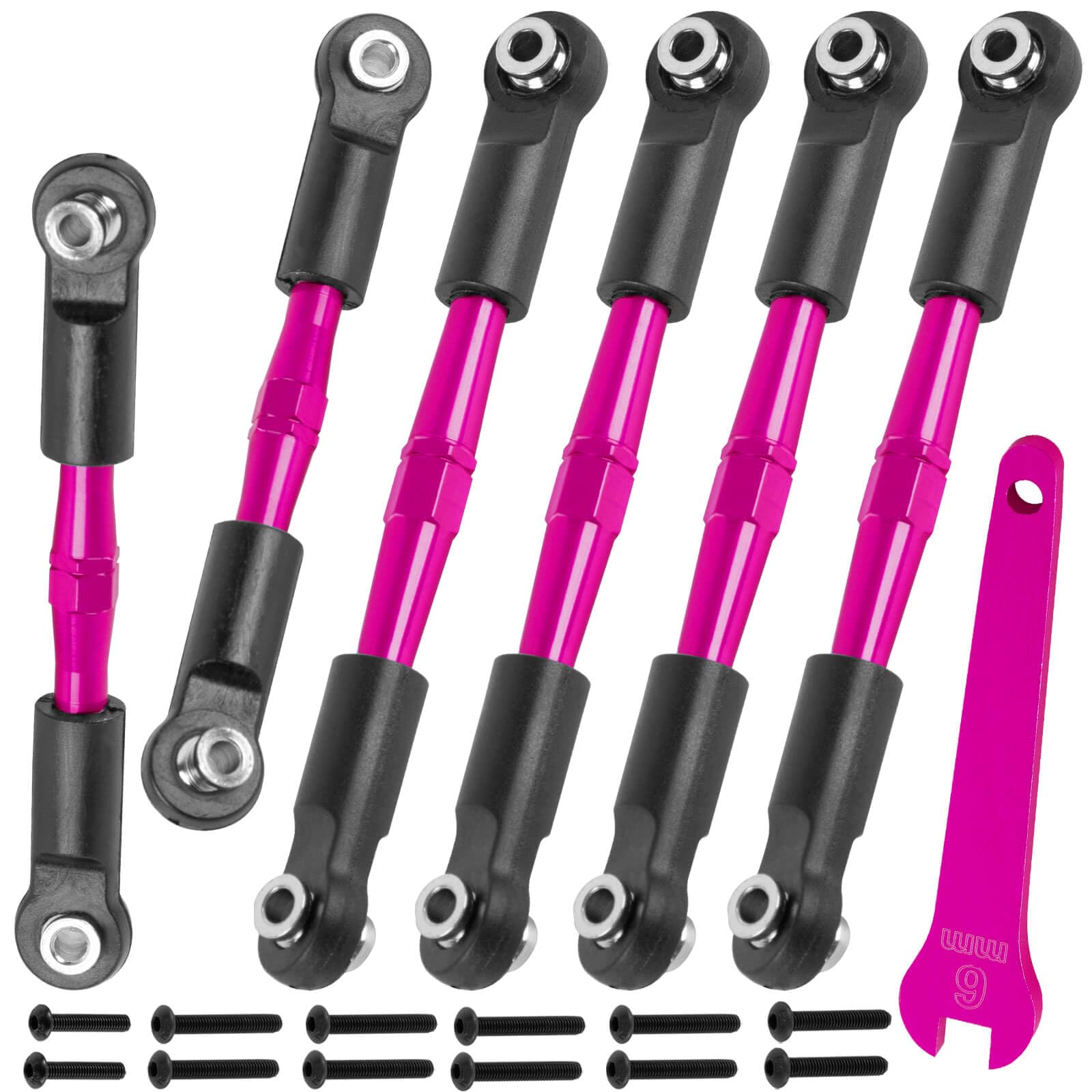 BRCatWPark Aluminum Turnbuckles Camber Links Upgrades Part for 1/10 Big Rock 3S V3 4WD BLX 1/8 Typhon 3S / Mega 550 V3 4WD BLX,Pink (Mismatch Big Rock V1 or V2 Model rc car)