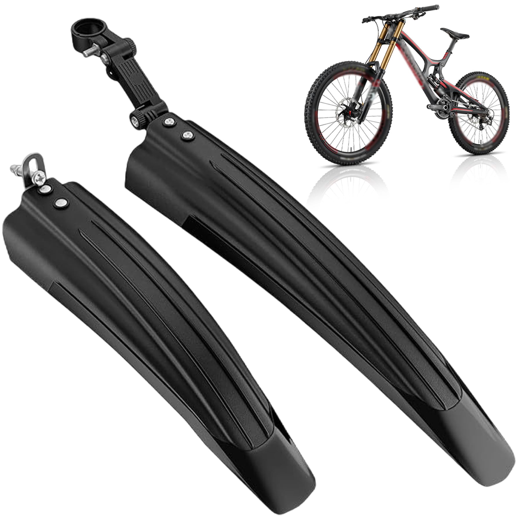 Lawnrden Adjustable Road Mountain Bike Cycling Tire Front/Rear Mud Guards Mudguard Fenders Set