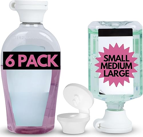 Miniatura 2 de Tapa de vaciado de botellas para el hogar y el baño, práctico diseño abatible para vaciar botellas con bomba (paquete de 6, dos pequeñas, medianas y