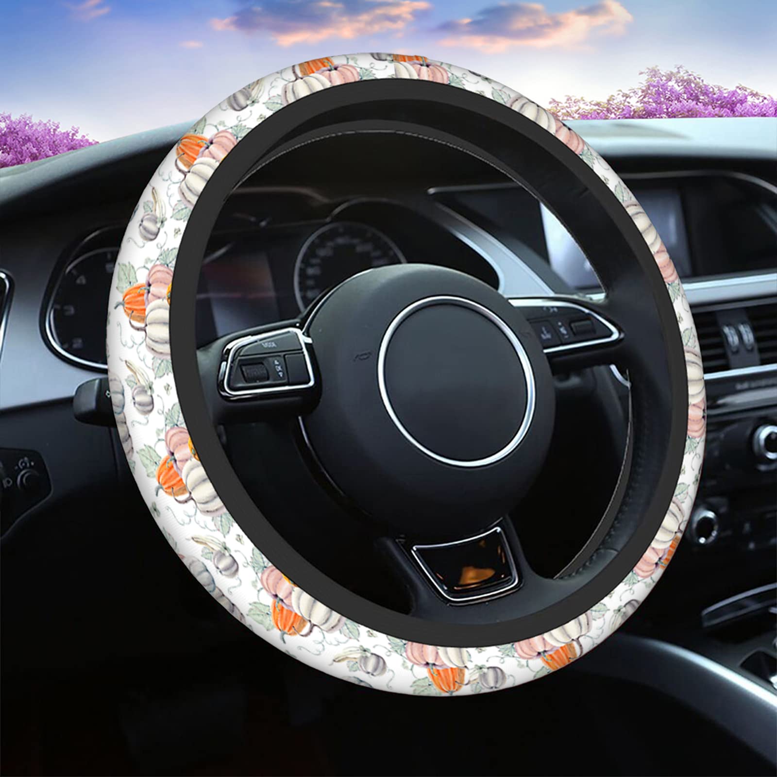 Fundas De Volante Swono Para Coche, Calabazas, Comida De Acción De Gracias De Acuarela, Calabazas De Halloween Universales Para Mujeres, Niñas, De Neopreno Suave, Antideslizantes, Accesorios De Coche