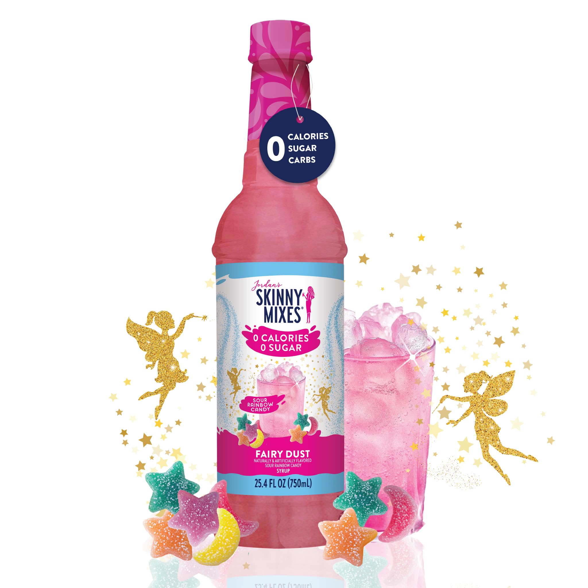 Jordan's Skinny Mixes Sugar Free Syrup Trio Sampler Pack – Mermaid, Unicorn & Cotton Candy, As Seen on Watertok, Drink Mix for Iced Tea, Lemonade & More, Zero Calorie, 12.6 Fl Oz Each (pack of 3)