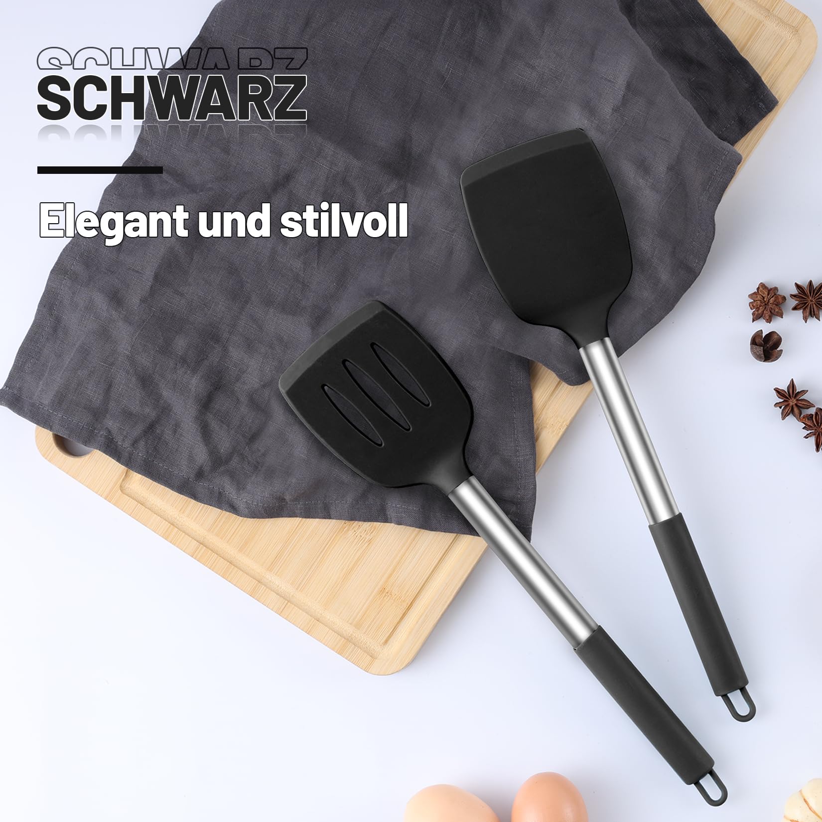Onader Silikonowa łopatka kuchenna, 2 sztuki, przybory kuchenne z uchwytem ze stali nierdzewnej, nieprzywierające, zestaw naczyń do gotowania, odporne na wysokie temperatury i nadają się do mycia w